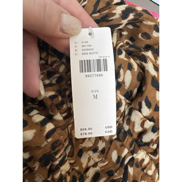 Anthropologie Celandine Brown Motif Tiered Ruffle Shorts M Cotton NWT - Picture 4 of 7